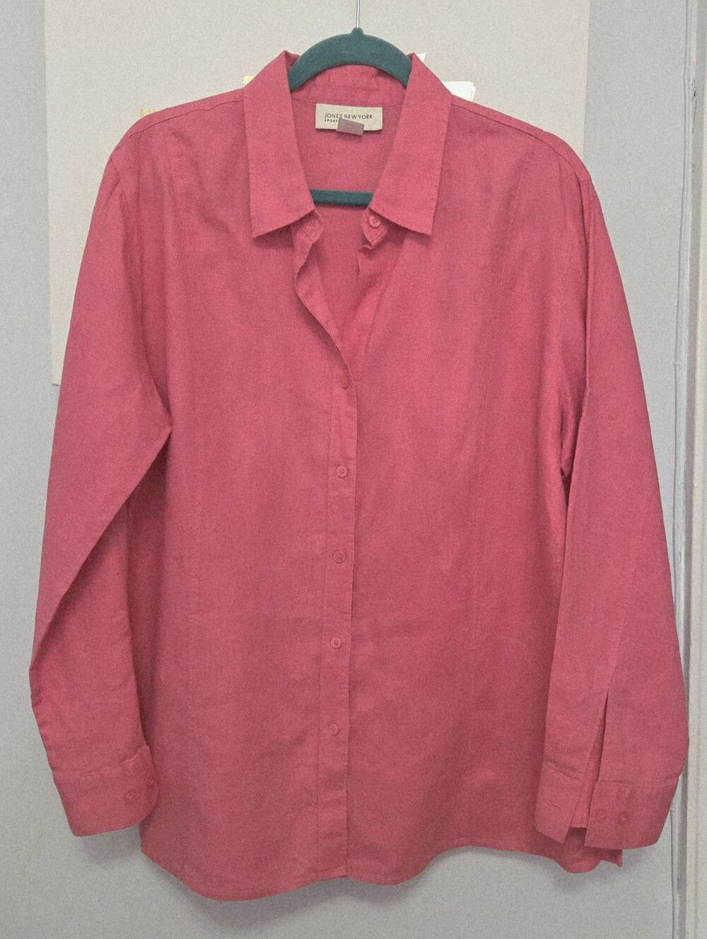 Jones New York Sport Women Linen Button Front Tunic Bloue Size XL
